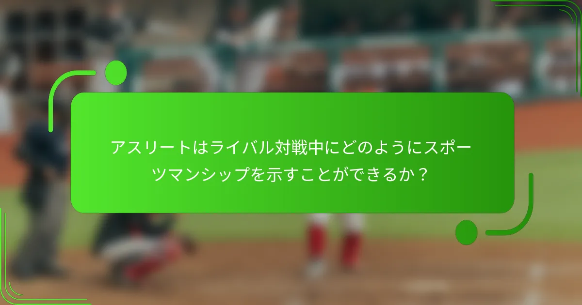 アスリートはライバル対戦中にどのようにスポーツマンシップを示すことができるか?