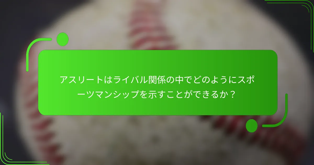 アスリートはライバル関係の中でどのようにスポーツマンシップを示すことができるか？