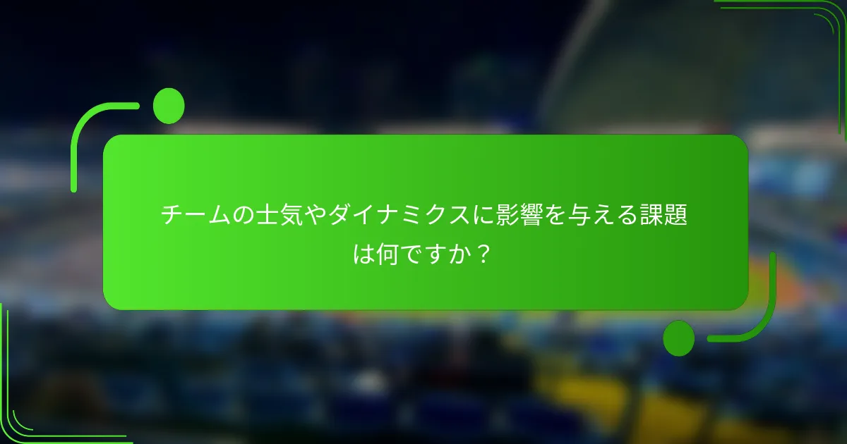 チームの士気やダイナミクスに影響を与える課題は何ですか？