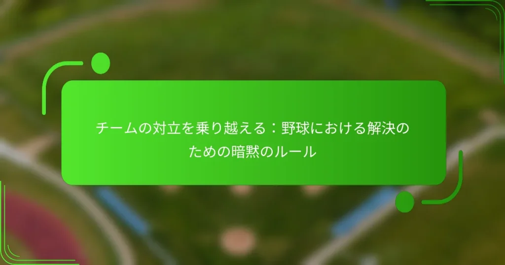チームの対立を乗り越える：野球における解決のための暗黙のルール