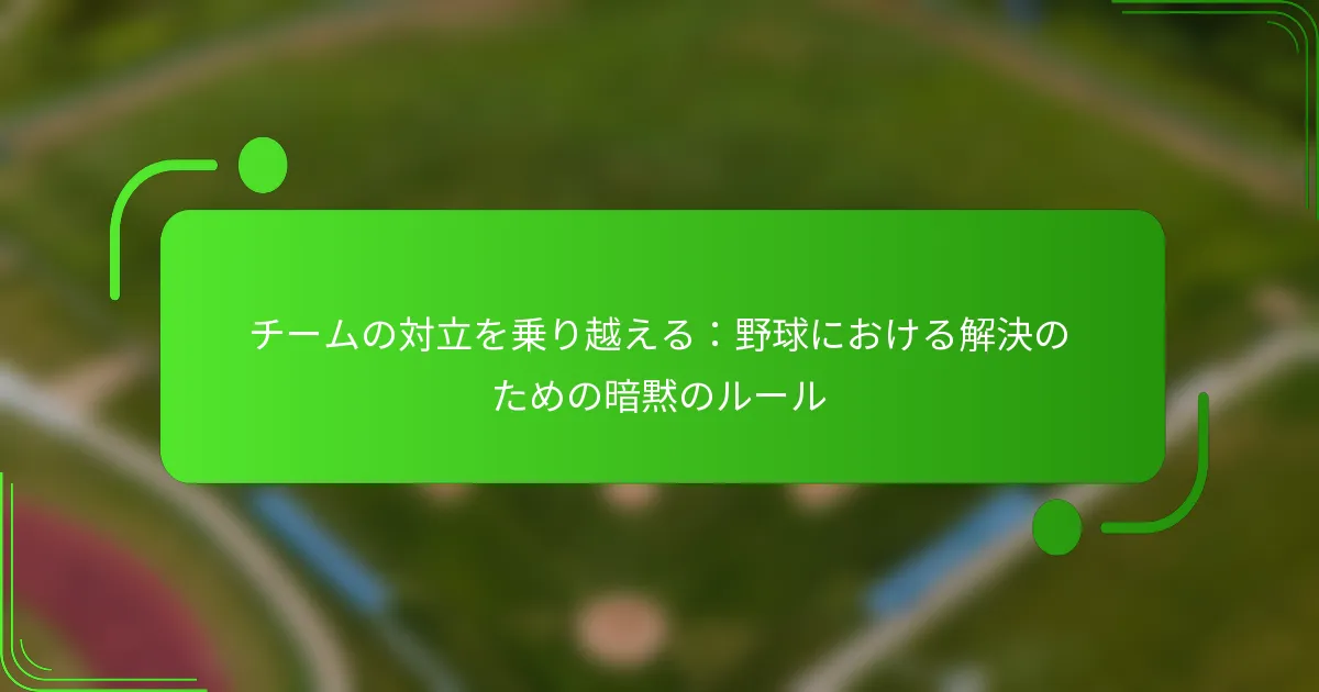 チームの対立を乗り越える：野球における解決のための暗黙のルール