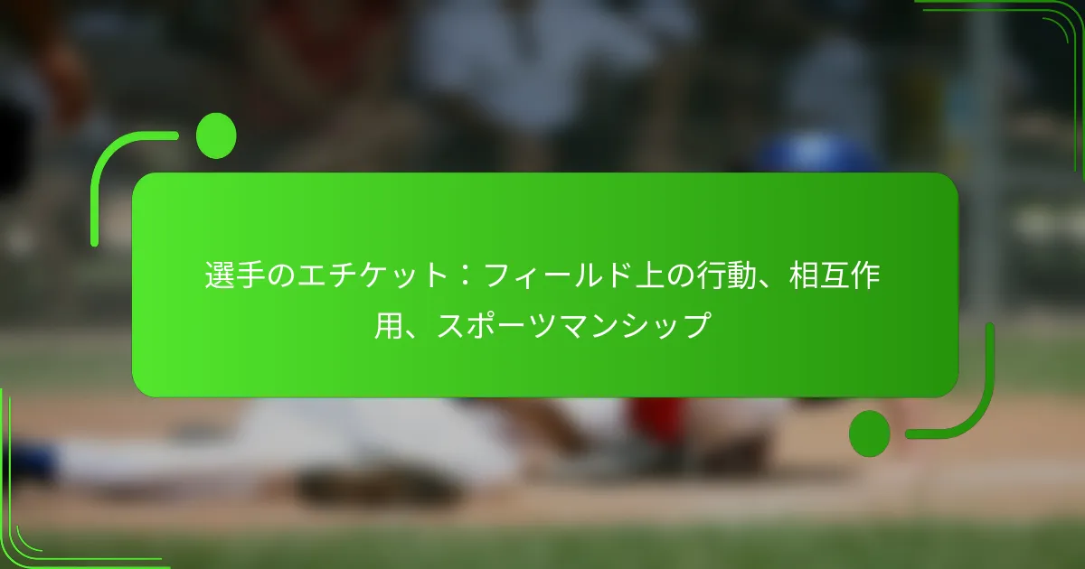 選手のエチケット：フィールド上の行動、相互作用、スポーツマンシップ