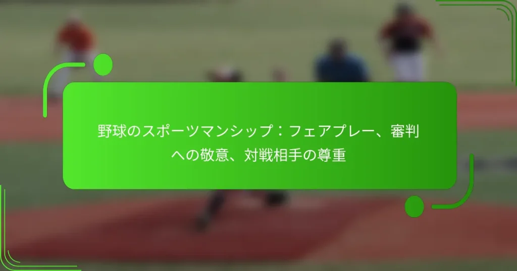 野球のスポーツマンシップ:フェアプレー、審判への敬意、対戦相手の尊重