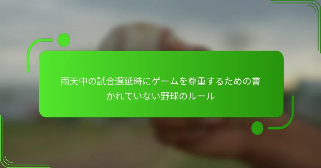 雨天中の試合遅延時にゲームを尊重するための書かれていない野球のルール