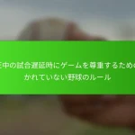 雨天中の試合遅延時にゲームを尊重するための書かれていない野球のルール