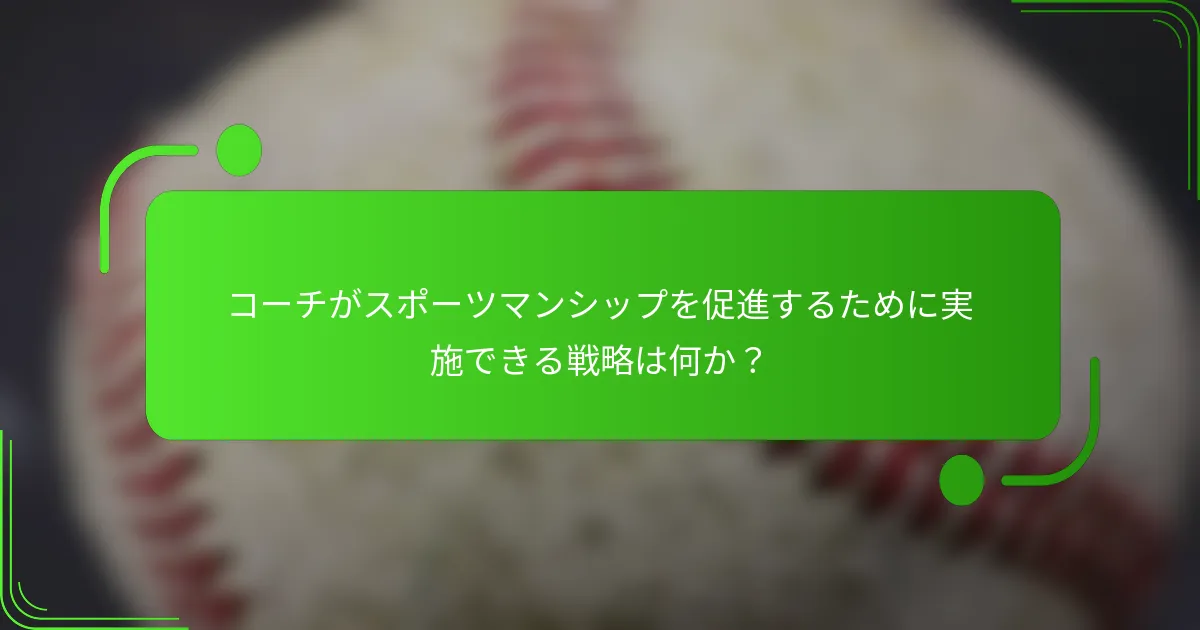 コーチがスポーツマンシップを促進するために実施できる戦略は何か？