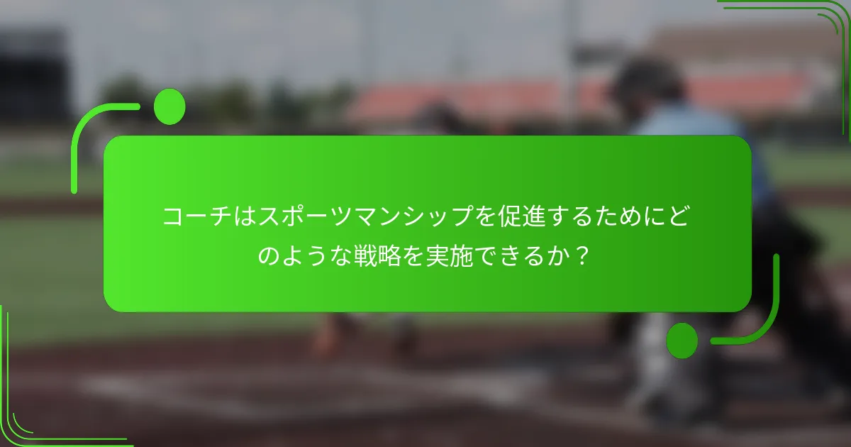 コーチはスポーツマンシップを促進するためにどのような戦略を実施できるか？