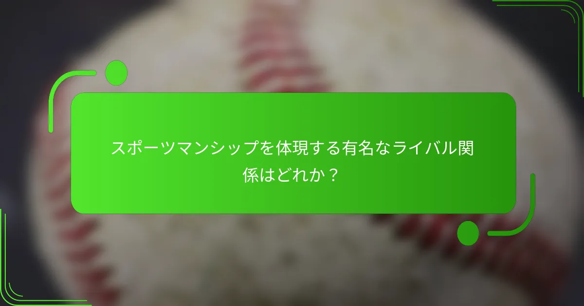 スポーツマンシップを体現する有名なライバル関係はどれか？
