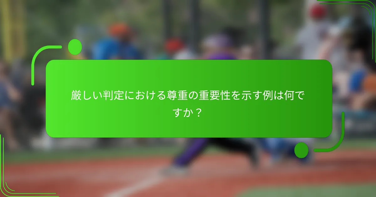 厳しい判定における尊重の重要性を示す例は何ですか?