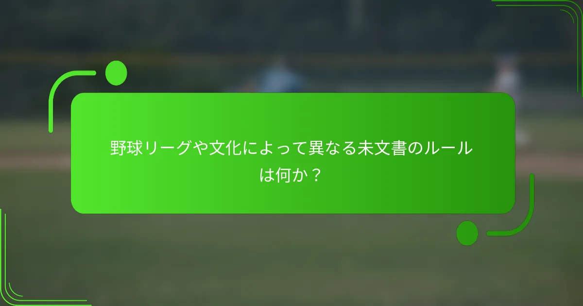 野球リーグや文化によって異なる未文書のルールは何か?